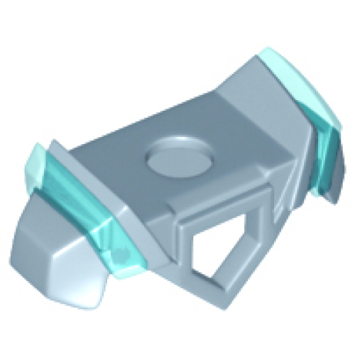 Деталь LEGO 28350pb03 Minifigure Armor Breastplate with Pentagonal Cutout on Front and 2 Studs on Back, Angular Shoulders with Molded Trans-Light Blue Ridges Pattern