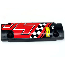 Technic, Panel Curved 11 x 3 with 'DIRECT NjecT', 'V8', White and Black Checkered Stripe on Red Background Pattern Model Right Side (Sticker) - Sets 8041 / 42041 Technic, Panel Curved 11 x 3 with 'DIRECT NjecT', 'V8', White and Black Checkered Stripe on Red Background Pattern Model Right Side (Sticker) - Sets 8041 / 42041