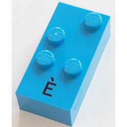 Brick, Braille 2 x 4 with 4 Studs with Black Capital Letter E with Grave (È) Pattern (dots-2346 ⠮) (French with Antoine Numbers) Brick, Braille 2 x 4 with 4 Studs with Black Capital Letter E with Grave (È) Pattern (dots-2346 ⠮) (French with Antoine Numbers)