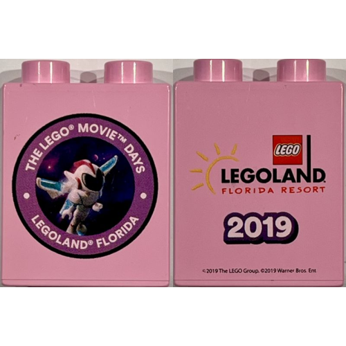 Деталь LEGO 4066pb883 Duplo, Brick 1 x 2 x 2 with The LEGO Movie Days LEGOLAND Florida Resort 2019, Sweet Mayhem Minifigure Pattern