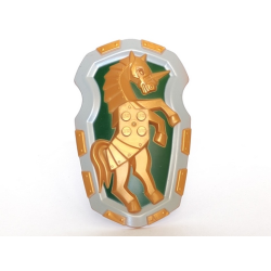 Large Figure Shield, 2 x 2 Brick Relief, Armored Horse (Unicorn) with Dark Green and Light Bluish Gray Pattern