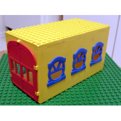 Fabuland Garage Block 10 x 20 x 9 with Blue Windows and Red Doors Fabuland Garage Block 10 x 20 x 9 with Blue Windows and Red Doors