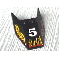 Windscreen 6 x 4 x 1 1/3 with Bottom Tabs and Hollow Studs with Number 5 and Red Flames Pattern (Stickers) - Set 6568 Windscreen 6 x 4 x 1 1/3 with Bottom Tabs and Hollow Studs with Number 5 and Red Flames Pattern (Stickers) - Set 6568