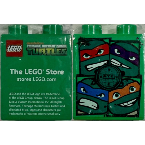 Деталь LEGO 4066pb880 Duplo, Brick 1 x 2 x 2 with Teenage Mutant Ninja Turtles The LEGO Store stores.LEGO.com Pattern