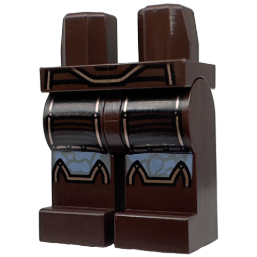 Деталь LEGO 970c00pb1442 Hips and Legs with Armor with Copper Trim over Sand Blue Alien Skin with Dark Bluish Gray Contours Pattern