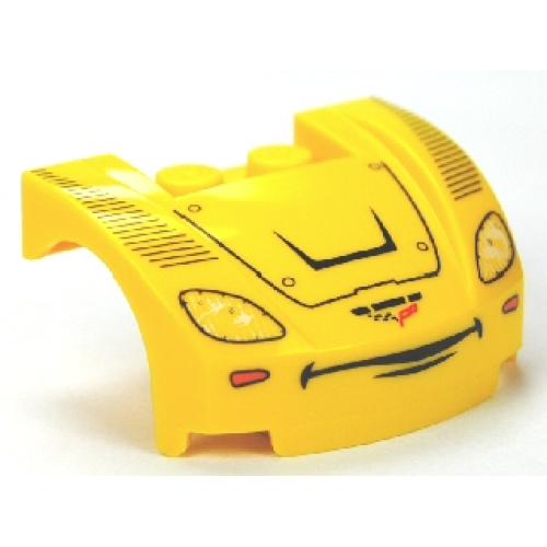 Деталь LEGO 98835pb001 Vehicle, Mudguard 3 x 4 x 1 2/3 Curved Front with Headlights and Smile Pattern (Jeff Gorvette)