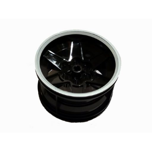 Деталь LEGO 15038pb01 Wheel 56mm D. x 34mm Technic Racing Medium, 6 Pin Holes with White Rim Edge Pattern