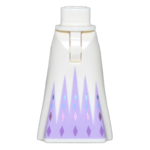 Деталь LEGO 36187c00pb001 Mini Doll Hips and Skirt Full Length with Lavender Triangle Panels and Diamonds Pattern - Thin Hinge