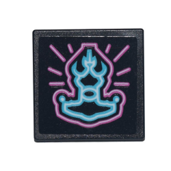 Road Sign 2 x 2 Square with Open O Clip with Medium Azure and Bright Pink Ronin's Pawn Shop Logo Pattern (Sticker) - Set 71741