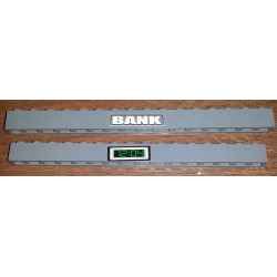 Brick 1 x 16 with White 'BANK' and Green '12:04' Digital Clock on Reverse Pattern (Stickers) - Set 4854