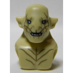 Minifigure, Head, Modified Azog with Dark Tan Markings on Face and Chest, Light Blue Eyes Pattern Minifigure, Head, Modified Azog with Dark Tan Markings on Face and Chest, Light Blue Eyes Pattern