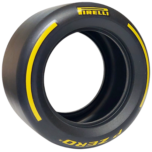 Деталь LEGO 4410pb02 Tire 81.6mm D. x 44mm Smooth with Yellow 'PIRELLI', 'P ZERO' and Arcs Pattern