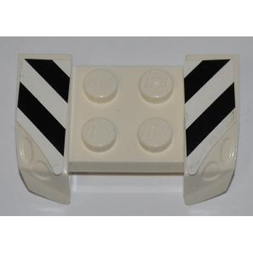 Деталь LEGO 44674pb21 Vehicle, Mudguard 2 x 4 with Headlights Overhang with Black and White Danger Stripes Pattern on Both Sides (Stickers) - Set 8197