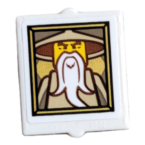 Деталь LEGO 60601pb037 Glass for Window 1 x 2 x 2 Flat Front with Wu Sensei Minifigure Picture Frame Pattern (Sticker) - Set 71767