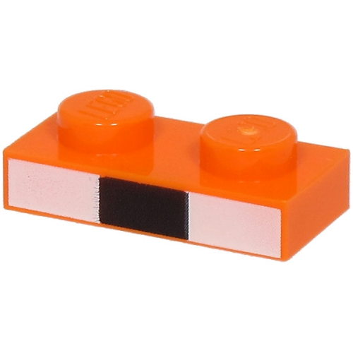 Деталь LEGO 3023pb11 Plate 1 x 2 with White and Black Rectangles Pattern (Minecraft Baby Fox Nose)