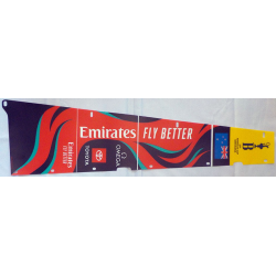 Plastic Part for Set 42174 - Mainsail with Omega, 37th America's Cup Barcelona, Toyota and Emirates Fly Better Logos and New Zealand Flag on Black, Red, Dark Turquoise and Yellow Background Right Pattern