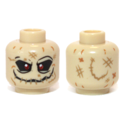 Minifigure, Head Alien with Red Eyes and Stitched Mouth Pattern (Scarecrow)