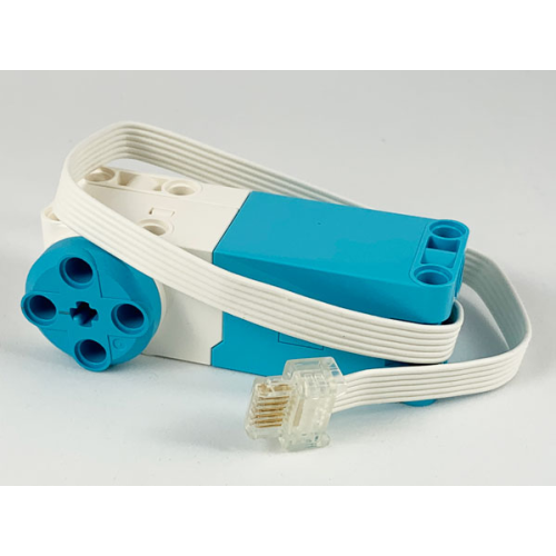 Деталь LEGO 54696c01 Electric, Motor SPIKE Prime / Powered Up, Medium Angular with White Top Housing and Cable - Medium Azure
