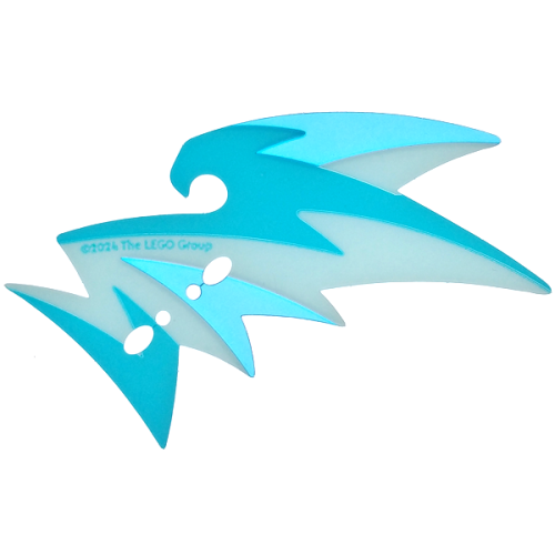 Деталь LEGO 71836pls01d Plastic Part for Set 71836 - Dragon Leg Trim with Light Aqua, Medium Azure and Dark Azure Sections, LEGO Copyright on Left Pattern