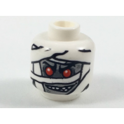 Minifigure, Head Alien Mummy with Light Bluish Gray Face, NON-Glow In Dark Wrappings, and Red Eyes Pattern