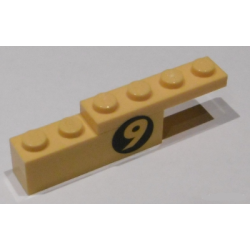 Stickered Assembly 6 x 1 x 1 1/3 with Number 9 on Black Circle Pattern Model Right Side (Sticker) - Sets 8159 / 8160 - 1 Plate 1 x 4, 1 Brick 1 x 4