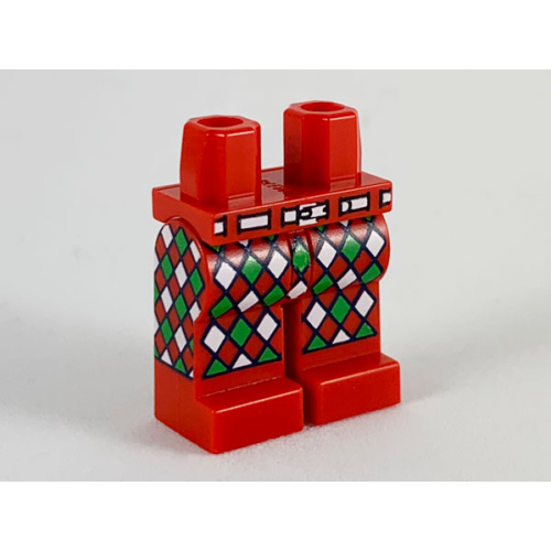 Деталь LEGO 970c00pb1006 Hips and Legs with White Belt and White and Green Diamonds Pattern