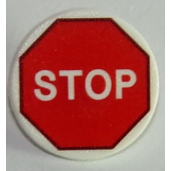 Road Sign 2 x 2 Round with Clip with White 'STOP' in Red Octagon Pattern