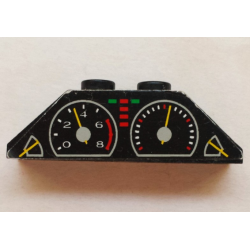 Stickered Assembly 4 x 1 x 1 with Gauges Tachometer and Speedometer Pattern (Sticker) - Set 8880 - 2 Slope 45 2 x 1 Stickered Assembly 4 x 1 x 1 with Gauges Tachometer and Speedometer Pattern (Sticker) - Set 8880 - 2 Slope 45 2 x 1