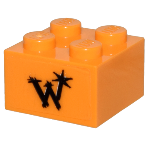 Деталь LEGO 3003pb155 Brick 2 x 2 with Weasleys' Wizard Wheezes Logo Letter W and Star Pattern (Sticker) - Set 76437