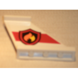Tail 4 x 1 x 3 with Fire Logo Badge on Red Stripe Pattern on Both Sides (Stickers) - Set 60010