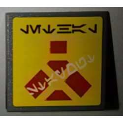 Road Sign 2 x 2 Square with Clip with Aurebesh Characters 'LETHAL' and 'STAY OUT' Pattern (Sticker) - Set 7879