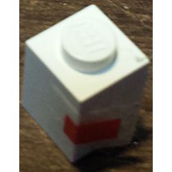 Brick 1 x 1 with Red Rectangle Pattern (Sticker) - Set 1650-1