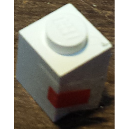Деталь LEGO 3005pb020 Brick 1 x 1 with Red Rectangle Pattern (Sticker) - Set 1650-1