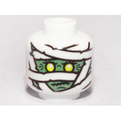Minifigure, Head Alien Mummy with Sand Green Face, Wrappings, and Yellow Eyes Pattern