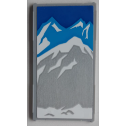 Glass for Window 1 x 4 x 6 with Blue Sky, Dark Azure and Light Bluish Gray Mountains Pattern (Sticker) - Set 60200