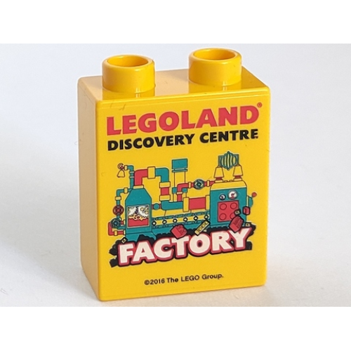 Деталь LEGO 4066pb698 Duplo, Brick 1 x 2 x 2 with LEGOLAND Discovery Centre Factory 2016 Pattern