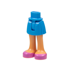 Mini Doll Hips and Skirt with Molded Nougat Legs and Printed Dark Pink Open Top Shoes Pattern - Thin Hinge