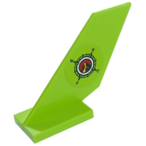 Деталь LEGO 6239pb062 Tail Shuttle with Volcano Explorers Logo Compass Pattern on Both Sides (Stickers) - Set 60123