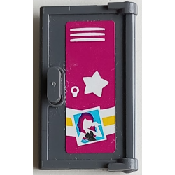 Door 1 x 2 x 3 with Vertical Handle, Mold for Tabless Frames with School Locker with White Star and Picture of Friends Character Singing Pattern (Sticker) - Set 41134