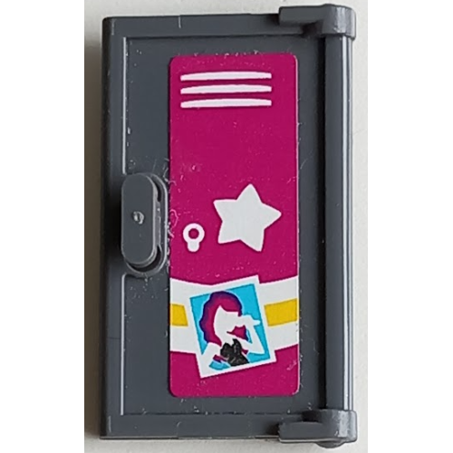 Деталь LEGO 60614pb009 Door 1 x 2 x 3 with Vertical Handle, Mold for Tabless Frames with School Locker with White Star and Picture of Friends Character Singing Pattern (Sticker) - Set 41134