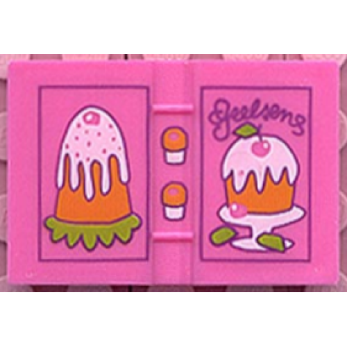 Деталь LEGO 33009px5 Minifigure, Utensil Book 2 x 3 with Muffin Pattern