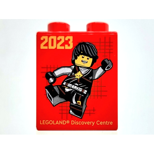Деталь LEGO 4066pb793 Duplo, Brick 1 x 2 x 2 with 2023 Cole Minifigure LEGOLAND Discovery Centre Pattern