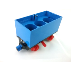 Train Battery Box Car with Three Contact Holes, Red Switch Lever, Blue and Red Magnets, and Red Wheels