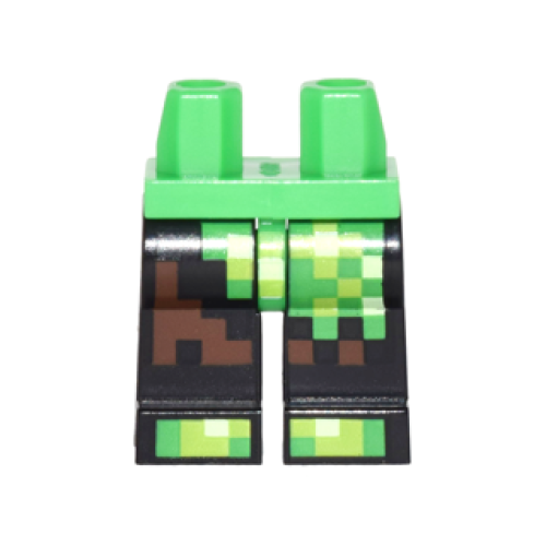Деталь LEGO 970c11pb30 Hips and Black Legs with Pixelated Bright Green, Lime and Reddish Brown Creeper Costume Pattern