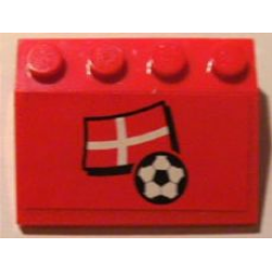 Slope 33 3 x 4 with Flag of Denmark and Soccer Ball on Red Background Pattern (Sticker) - Set 3407 Slope 33 3 x 4 with Flag of Denmark and Soccer Ball on Red Background Pattern (Sticker) - Set 3407