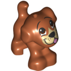 Dog, Friends Style, Puppy, Standing with Reddish Brown Eyes, Black Nose and Mouth, Tan Muzzle, and Bright Pink Tongue Pattern (Bruno)
