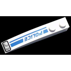 Slope, Curved 6 x 1 with 2 Studs with Police Blue Line and Headlight Pattern Model Right Side Slope, Curved 6 x 1 with 2 Studs with Police Blue Line and Headlight Pattern Model Right Side