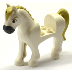Horse, Friends Style with 2 x 2 Cutout with Dark Bluish Gray Nose, Brown Eyes, Tan Eyebrows, Mane and Tail Pattern