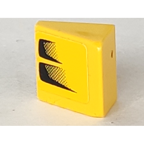 Деталь LEGO 54200pb006R Slope 30 1 x 1 x 2/3 with Black Air Intake Double Faded on Yellow Background Pattern Model Right Side (Sticker) - Set 8124