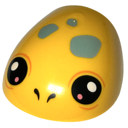 Large Figure Armor, Round, Smooth with Black Nostrils and Eyes with Coral and White Dots and Sand Green Spots Pattern (Turtle Head)